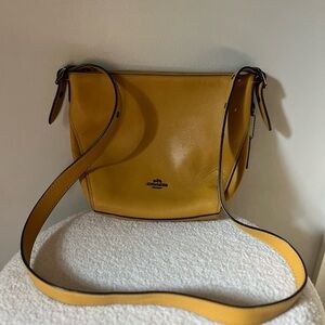 Coach Yellow Crossbody Bag with Polished Leather and Adjustable Strap